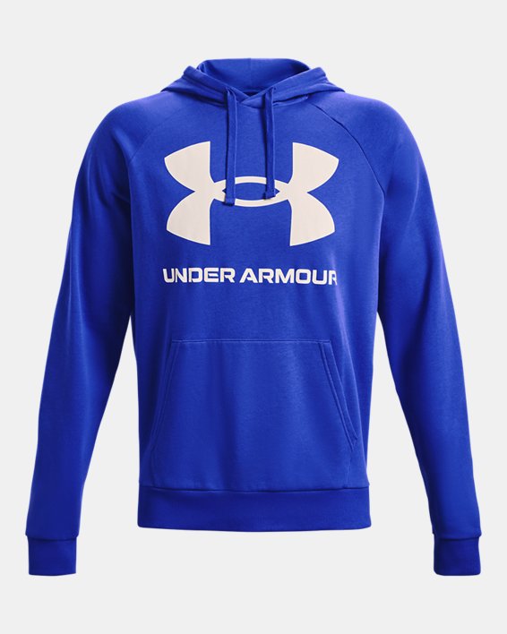 Men's UA Rival Fleece Big Logo Hoodie, Blue, pdpMainDesktop image number 4